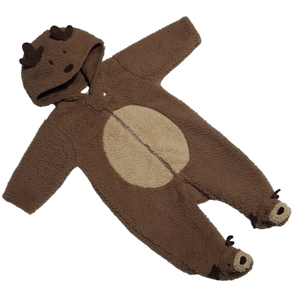 Carter's infant zip-up hooded sherpa fleece reindeer bunting